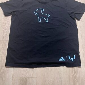adidas Messi Black Tee with Blue Graphic